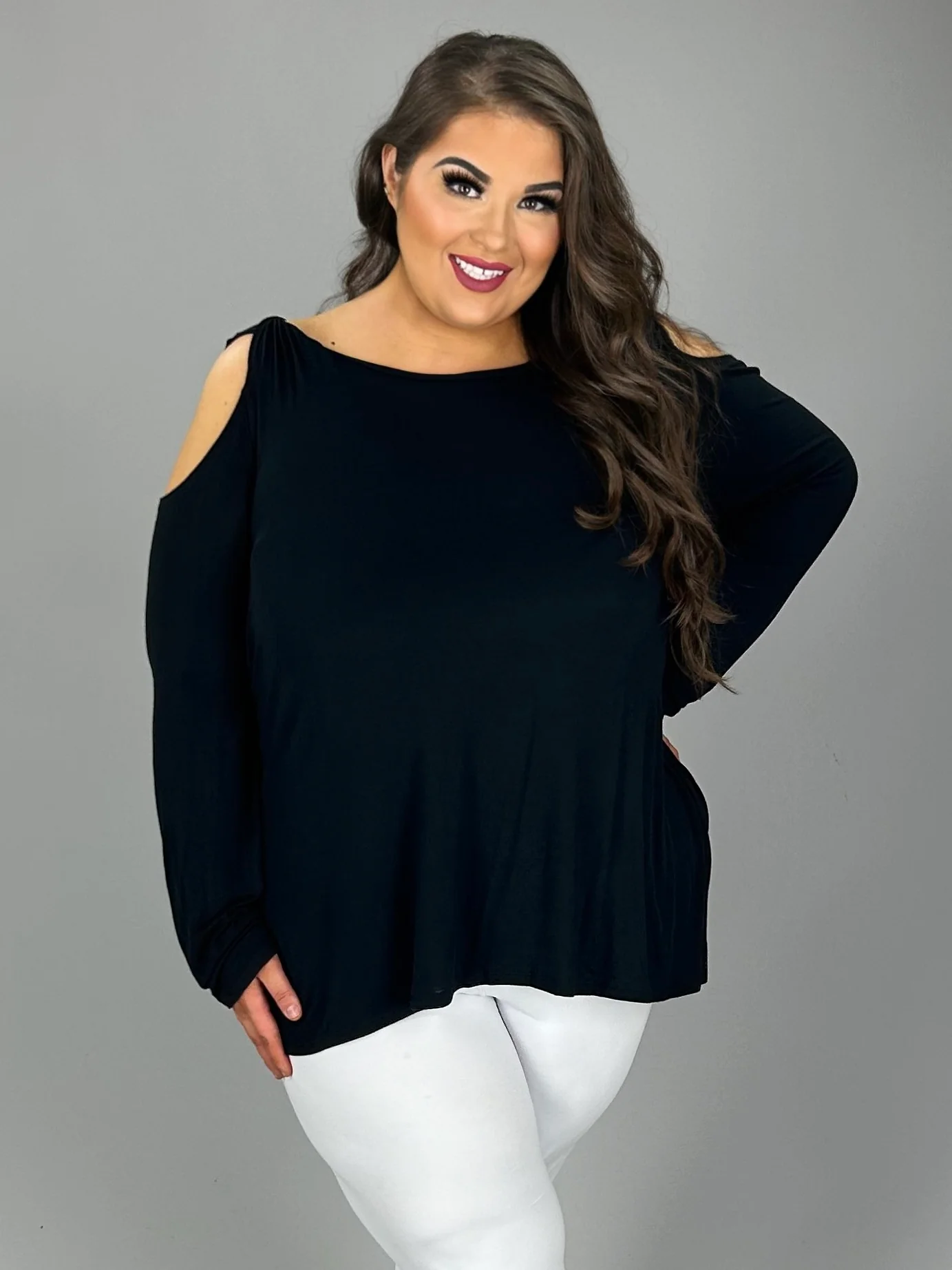 34 OS {A New Twist} Black Twist Shoulder Top PLUS SIZE 1X 2X 3X - Image 4