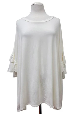 35 SSS {Memories Remain} Ivory Double Ruffle Sleeve Top PLUS SIZE 1X 2X 3X - Image 2