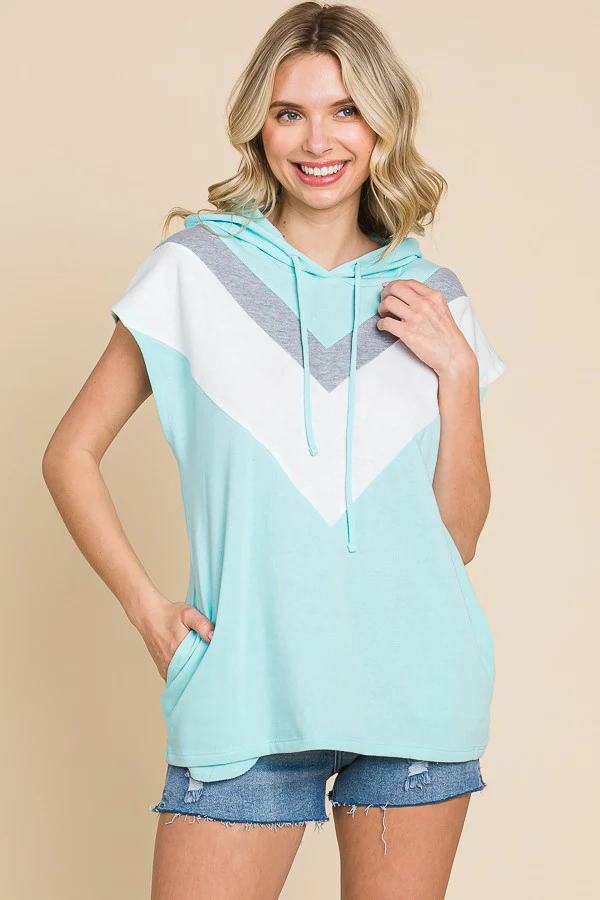 36 HD {A New Feeling} Mint Chevron Color Block Hoodie PLUS SIZE 1X 2X 3X - Image 2