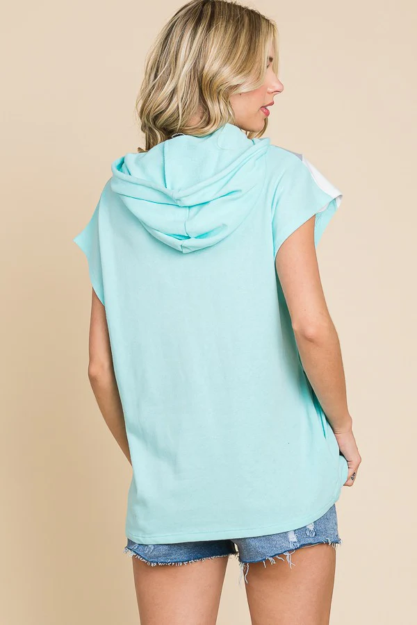 36 HD {A New Feeling} Mint Chevron Color Block Hoodie PLUS SIZE 1X 2X 3X - Image 3