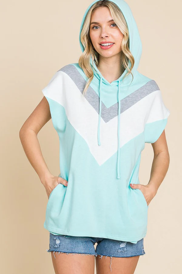 36 HD {A New Feeling} Mint Chevron Color Block Hoodie PLUS SIZE 1X 2X 3X - Image 4