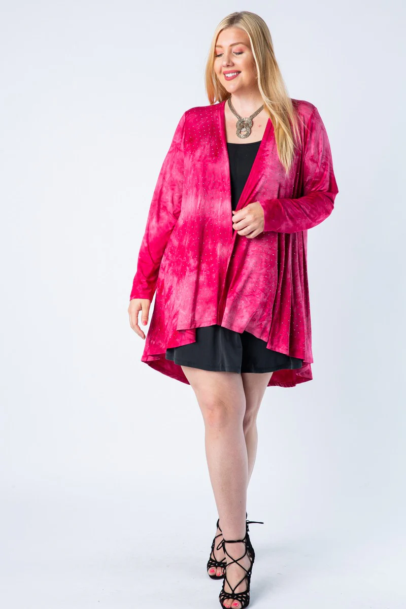 36 OT {See Me Clearly} VOCAL Raspberry Cardigan w/Studs PLUS SIZE XL 2X 3X - Image 4