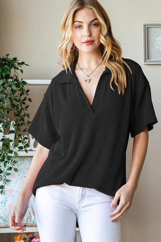 39 SSS {Last To Leave} Black Collared V-Neck Top PLUS SIZE 1X 2X 3X - Image 3