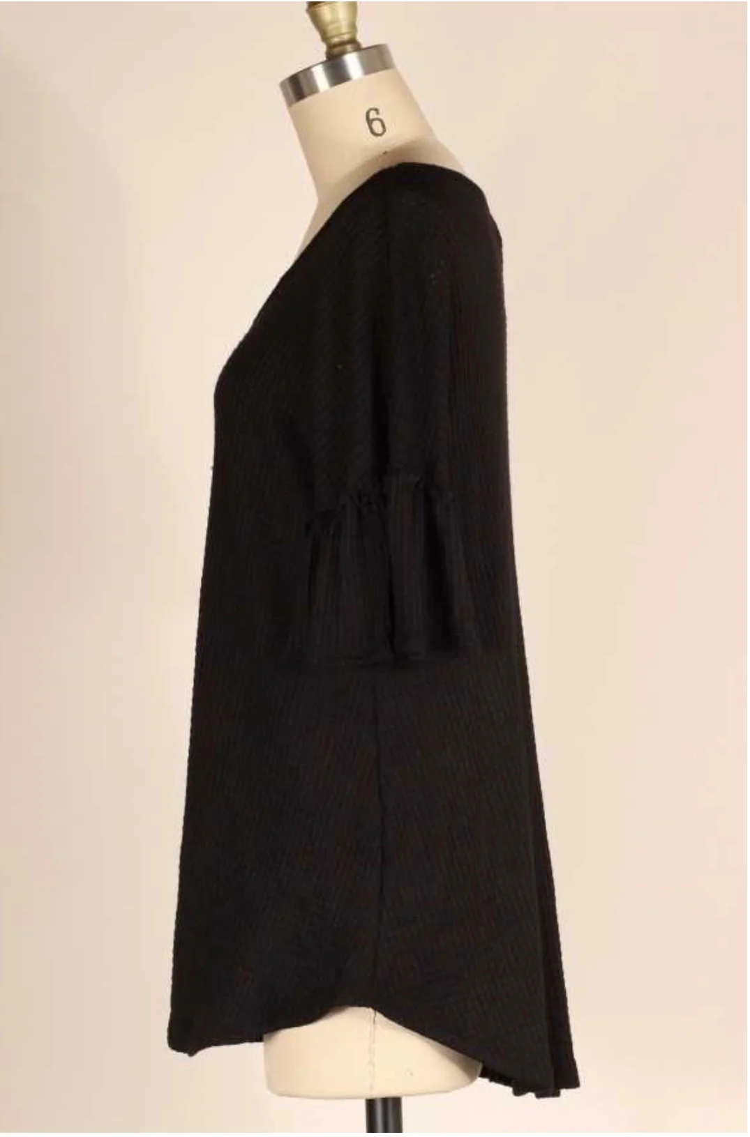 49 SSS-A {Forever Fling} Black Waffle Knit Bell Sleeve Top PLUS SIZE XL 2X 3X - Image 5