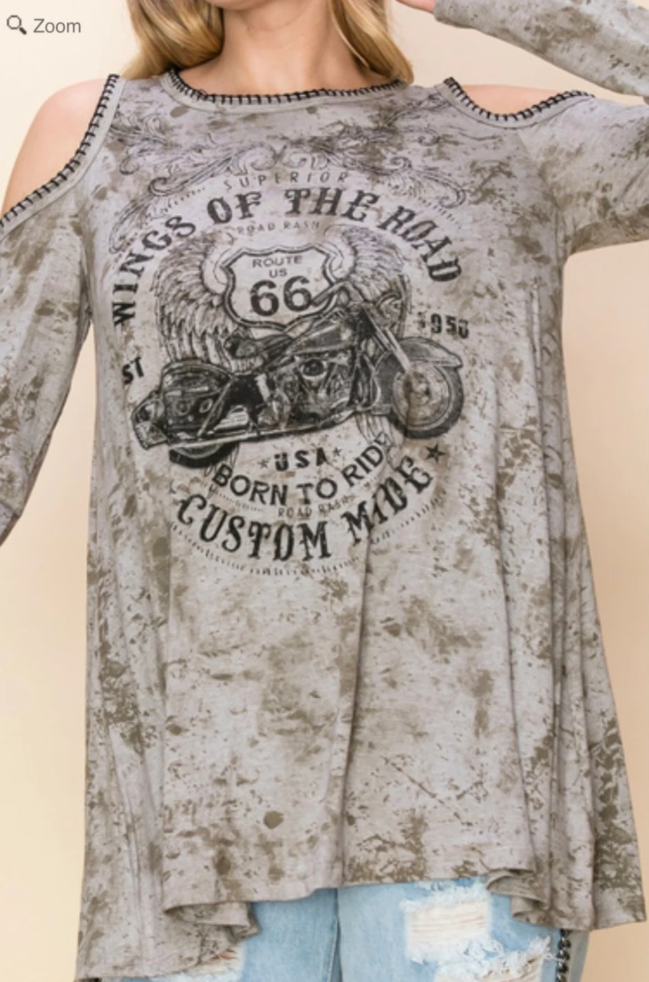 50 OS {Cycle Wings} VOCAL Taupe Graphic Tee PLUS SIZE 1X 2X 3X - Image 4
