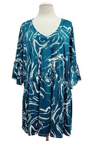 50 PSS {Your New Muse} Teal Swirl Babydoll V-Neck Top  EXTENDED PLUS SIZE 3X 4X 5X - Image 5