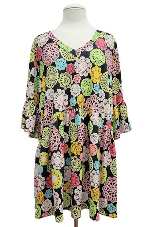 51 PSS {Friends For Life} Black Crochet Print Babydoll Top EXTENDED PLUS SIZE 1X 2X 3X 4X 5X - Image 3