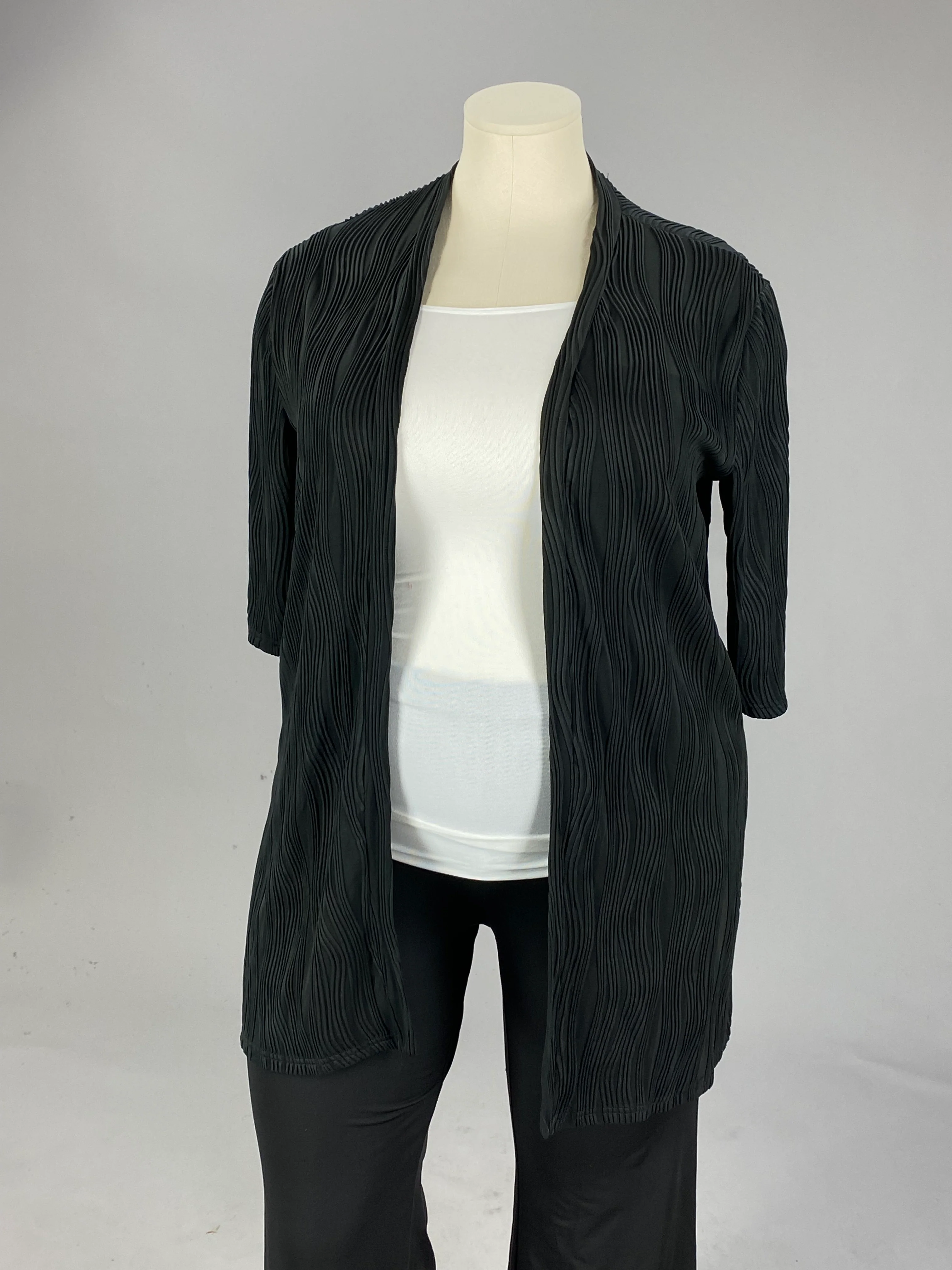 52 OT {A Different View} Black Ribbed Cardigan CW PLUS SIZE 3X - Image 2