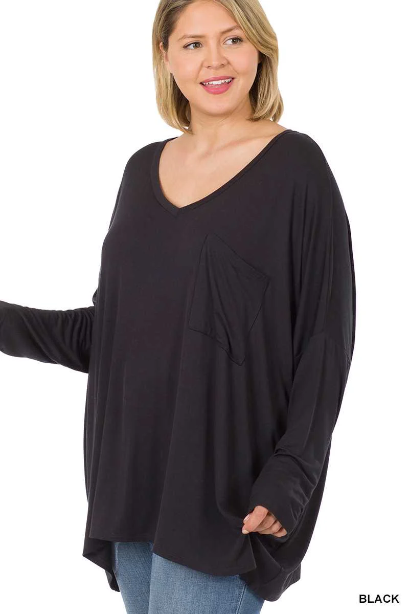 56 SLS {Rushing Love} Black V-Neck Dolman Sleeve Top PLUS SIZE 1X 2X 3X - Image 4