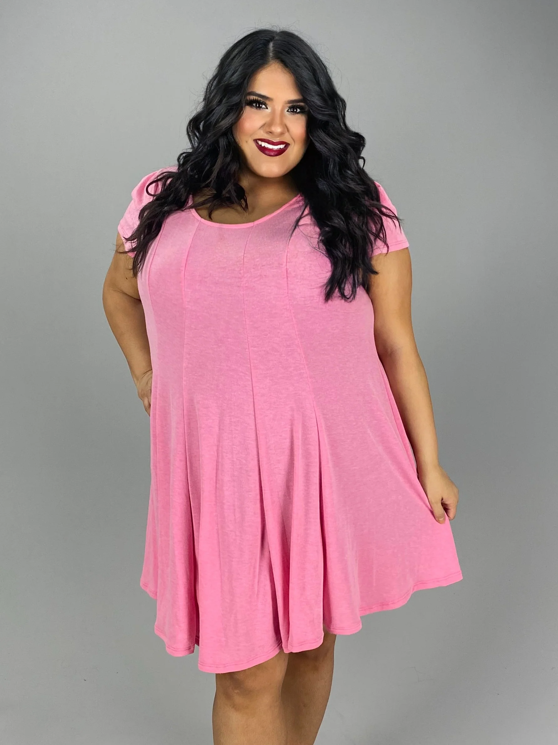 58 SSS-A {Candid Kisses} Pink Scoop Neck Dress PLUS SIZE 1X 2X 3X - Image 3