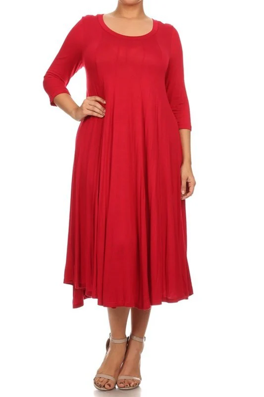 63 SQ {Playing For Keeps} Red Pleated A-Line Dress PLUS SIZE 1X 2X 3X - Image 4