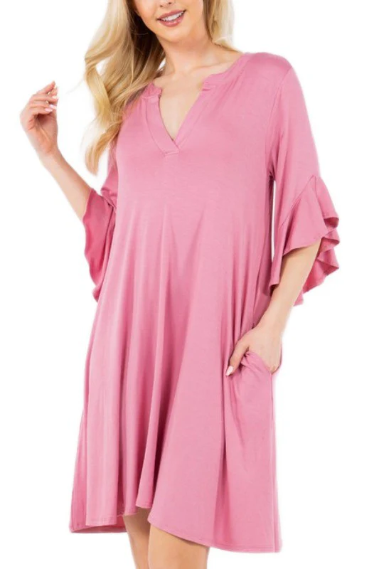 66 SQ {Come Get Me} Mauve V-Neck Dress PLUS SIZE XL 2X 3X - Image 3