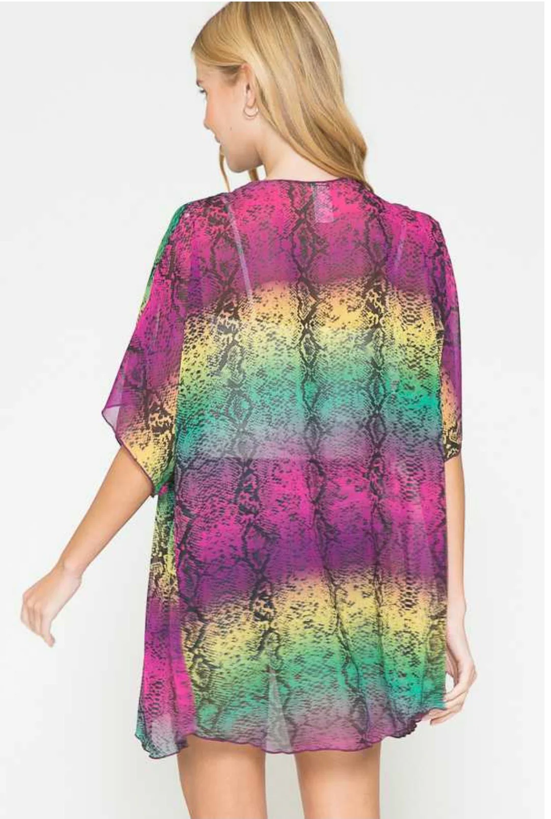 67 OT-B {Wild For You} Multi Color Snake Skin Kimono Plus Size 1X 2X 3X - Image 3