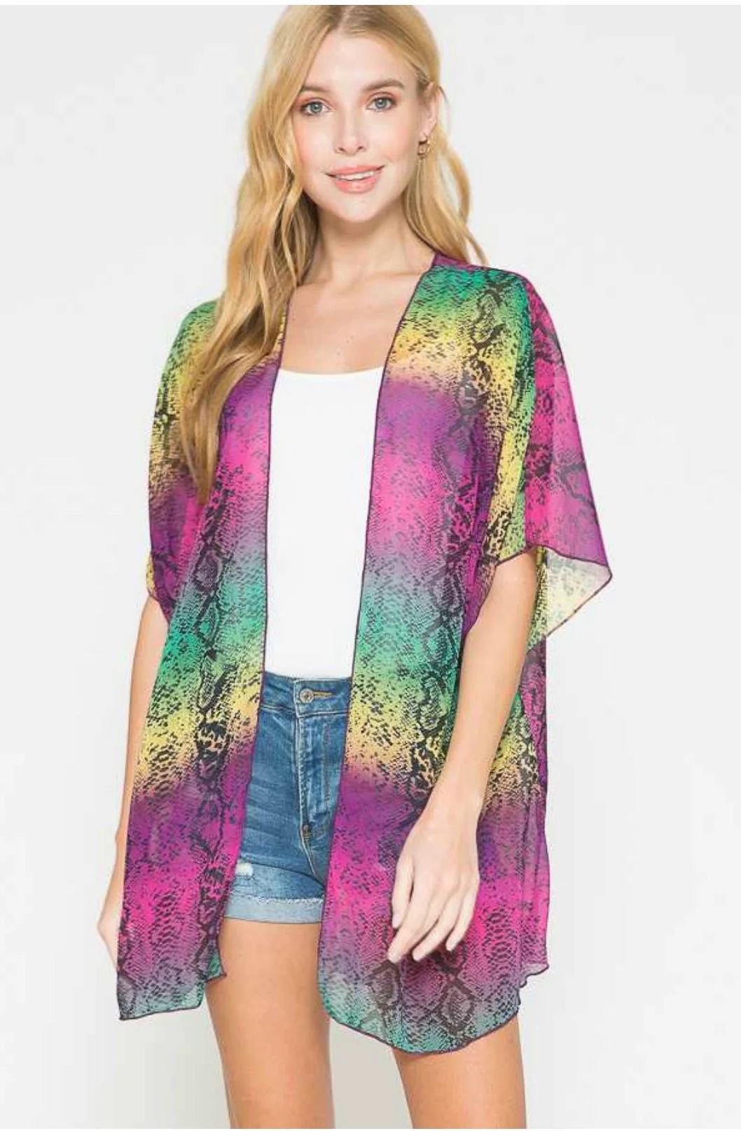 67 OT-B {Wild For You} Multi Color Snake Skin Kimono Plus Size 1X 2X 3X - Image 4