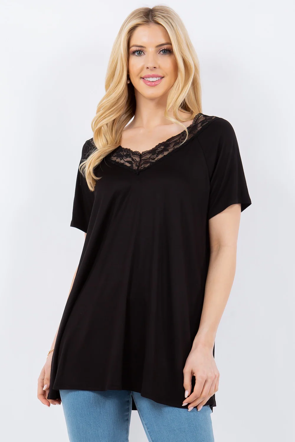 68 SD-L {The One That Got Away} Black Top w/Black Lace PLUS SIZE XL 2X 3X - Image 3