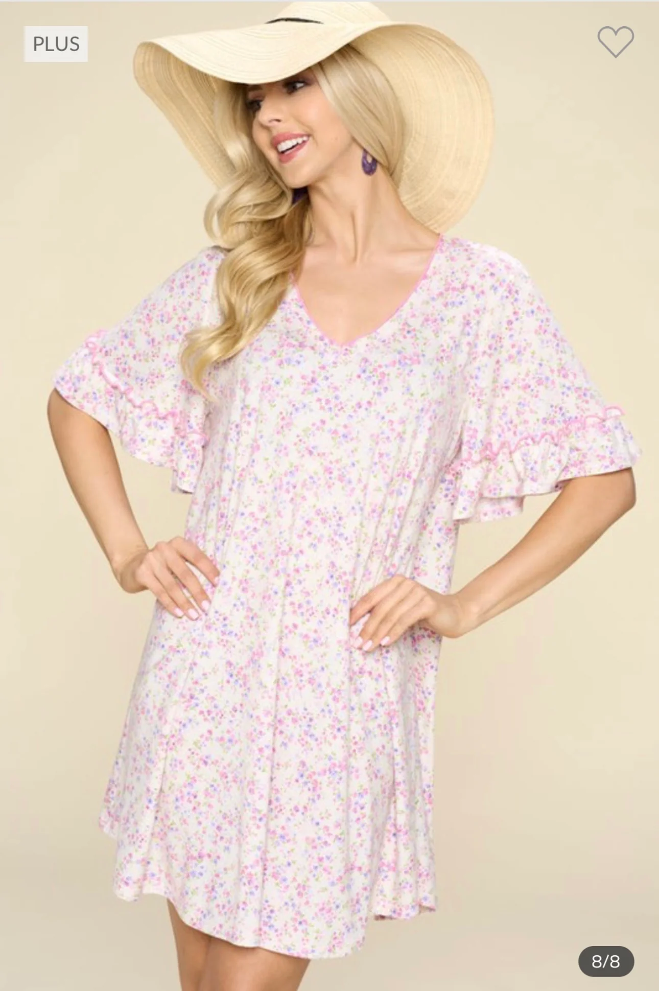 72 PSS-V {Easy To Love} Blush Pink Soft Floral Dress Plus Size 1X 2X 3X - Image 3