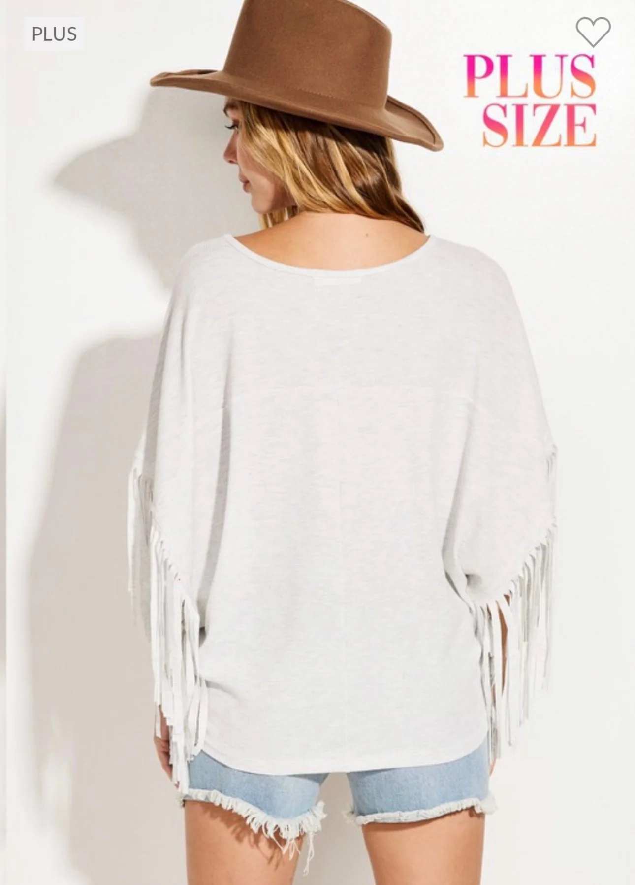 81 GT-X {Rodeo Ride} Lt. Grey Dolman Fringe Top PLUS SIZE 1X 2X 3X - Image 5