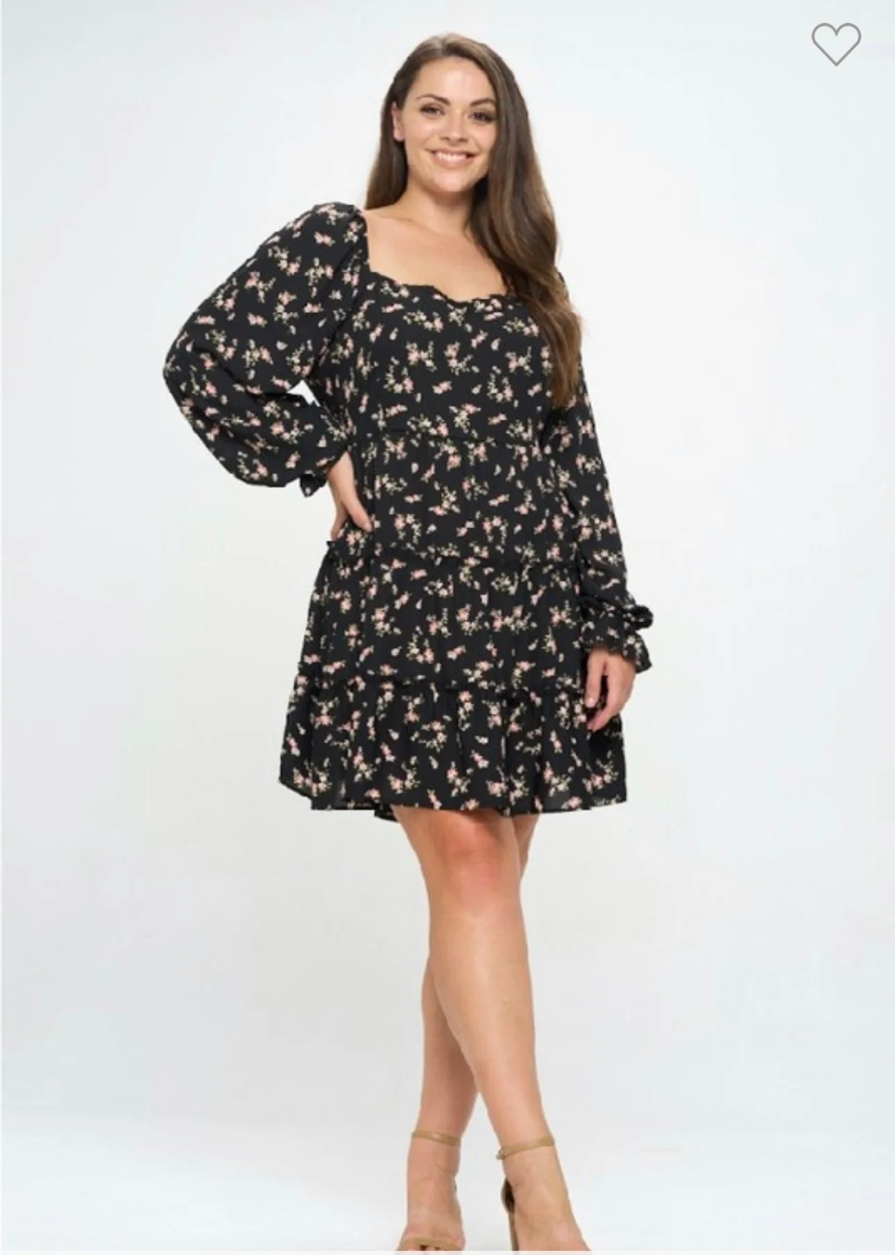 87 PLS-C {Oh La La} Black Floral Tiered Open Back Dress PLUS SIZE XL 2X 3X 4X - Image 3