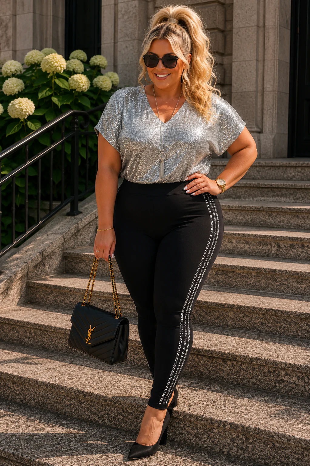 97 BT {Instant Icon} Vocal Black Pants w Rhinestone Side Detail PLUS SIZE 1X 2X 3X