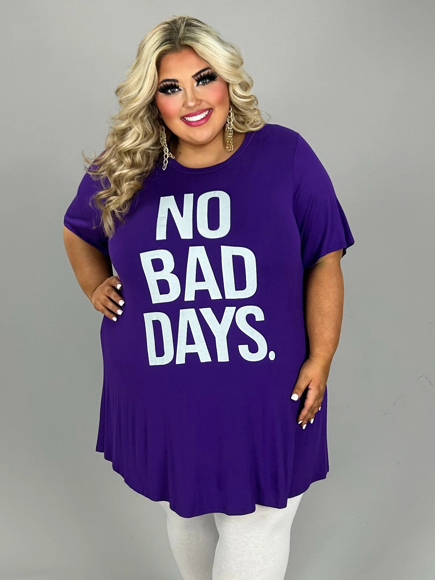 98 GT-Y {No Bad Days} Purple Graphic Tee CURVY BRAND!!!  EXTENDED PLUS SIZE XL 2X 3X 4X 5X 6X (May Size Down 1 Size) - Image 3