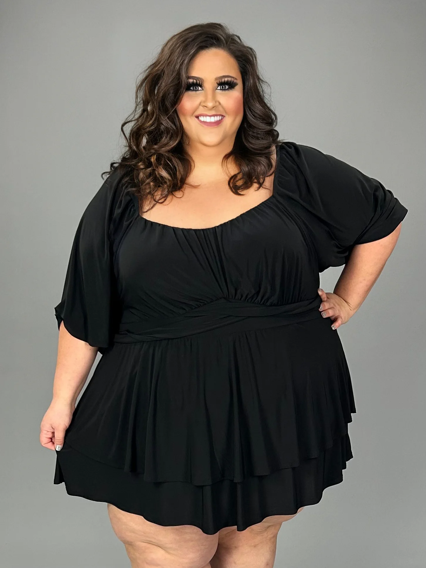 99 RP-A {On A Journey} Black Smocked Romper w/Belt CURVY BRAND!!!  EXTENDED PLUS SIZE 2X 3X 4X 5X - Image 5