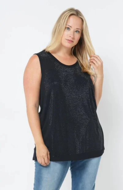 99 SV {Lost Your Chance} Vocal Black Rhinestone Sleeveless Top PLUS SIZE 1X 2X 3X