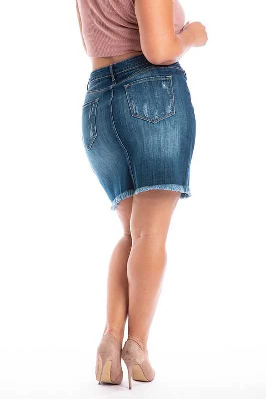 BT-A {Kancan} Denim Button Up Raw Hem Skirt PLUS SIZE XL 2X 3X - Image 3