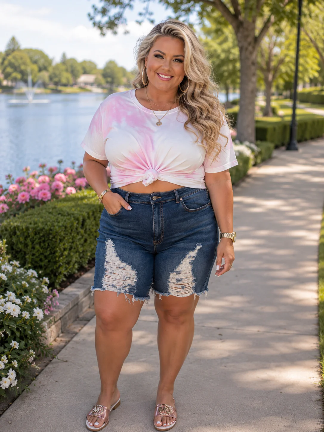 LEG-10 {Yes To Distress} High Rise Distressed Shorts PLUS SIZE 1X 2X 3X