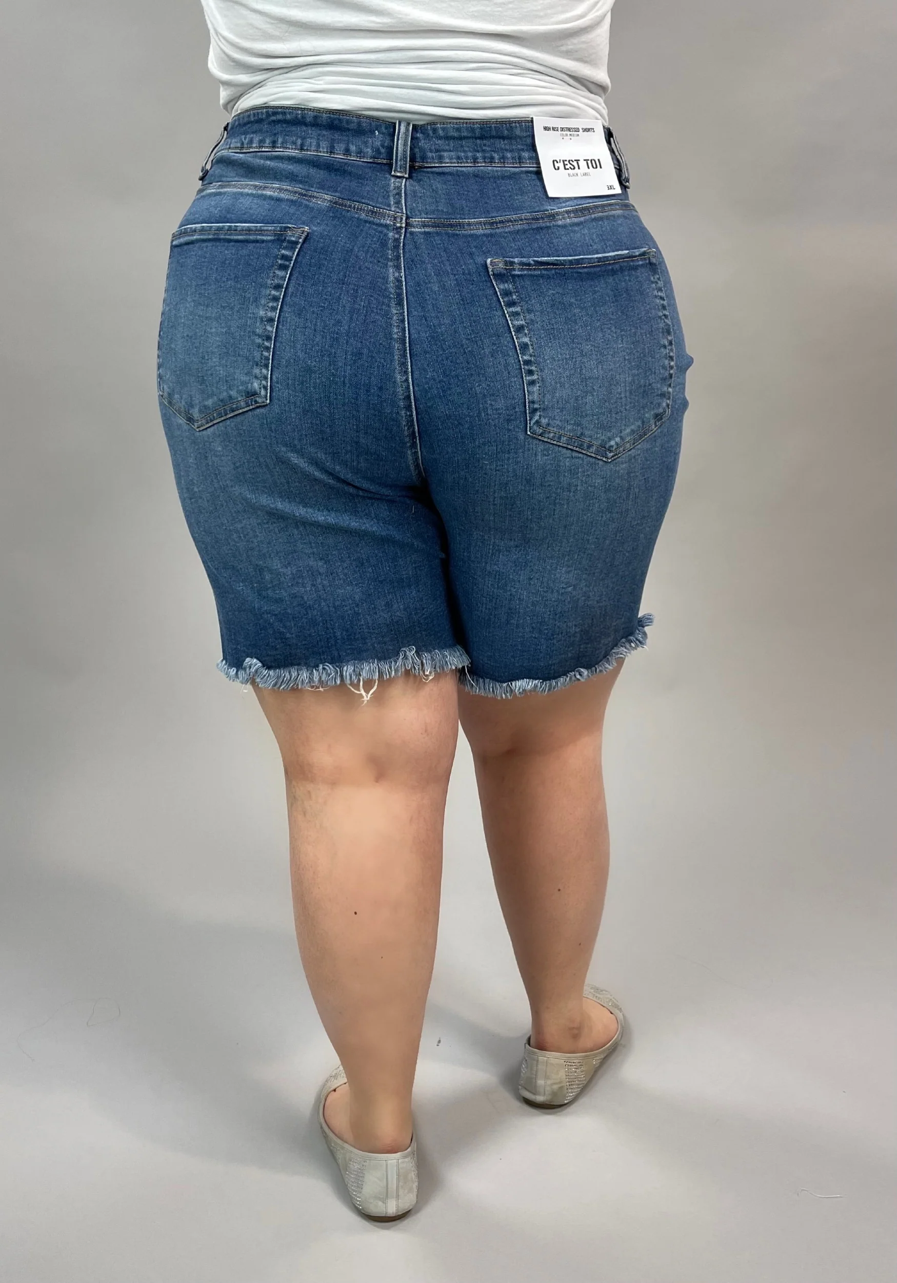LEG-10 {Yes To Distress} High Rise Distressed Shorts PLUS SIZE 1X 2X 3X - Image 4
