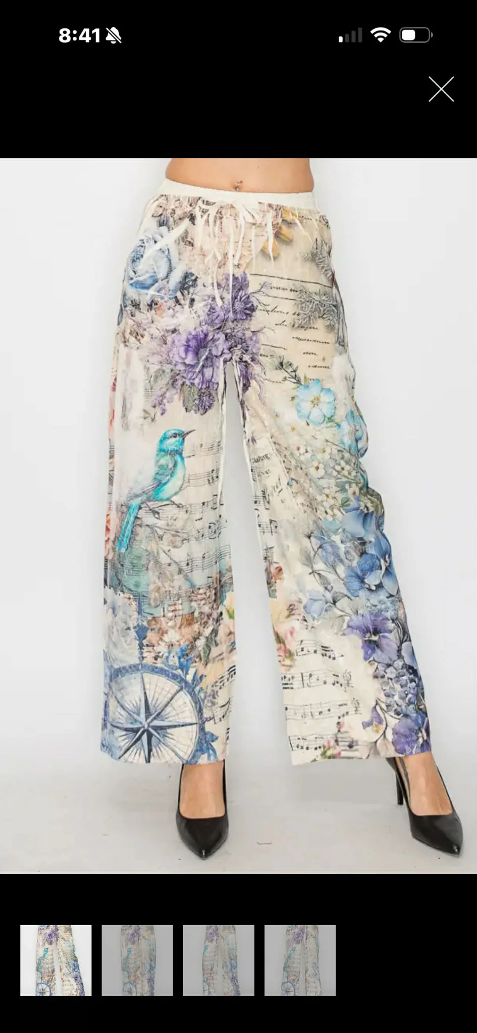 BT {Boho Melody} Lace Patchwork Bird Music Notes Print Pants PLUS SIZE XL 1X 2X - Image 2