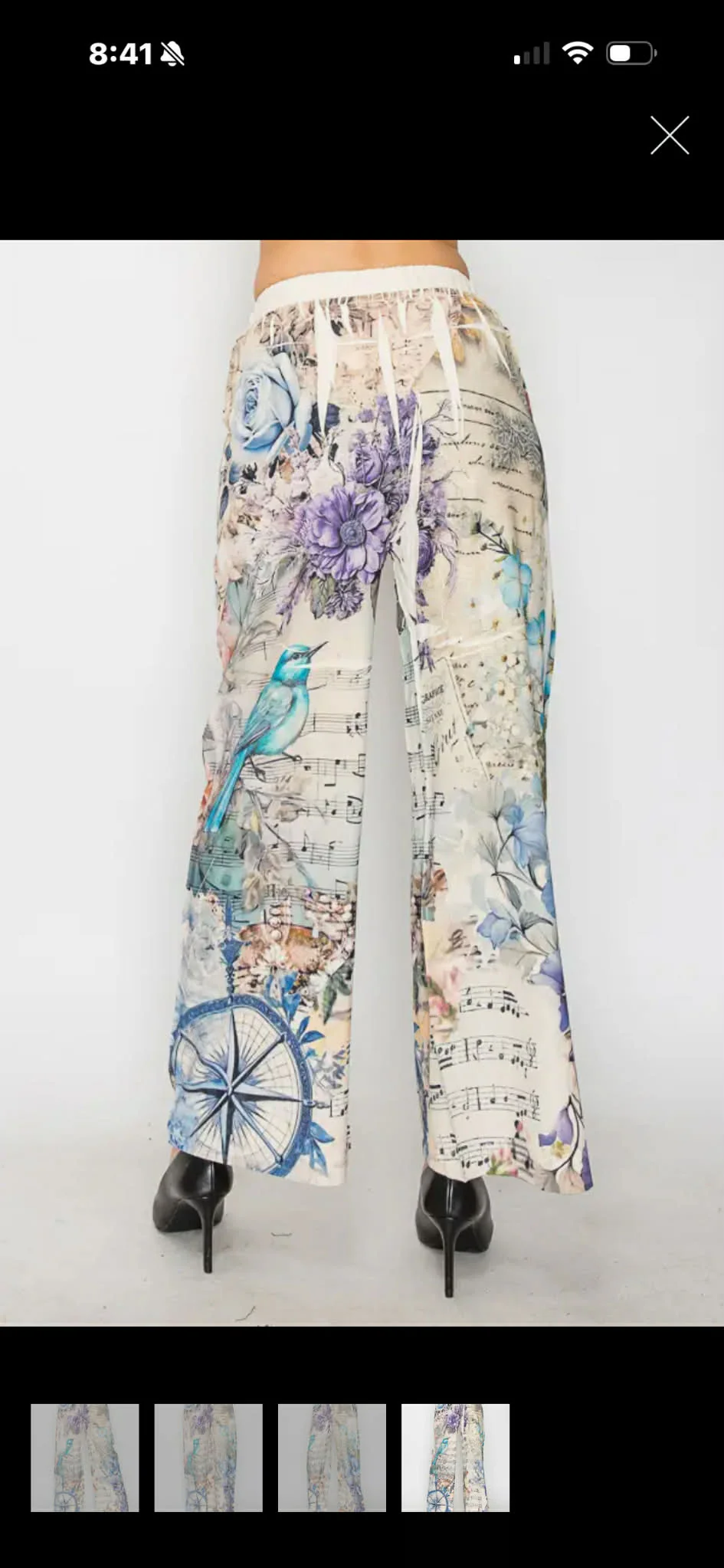 BT {Boho Melody} Lace Patchwork Bird Music Notes Print Pants PLUS SIZE XL 1X 2X - Image 3