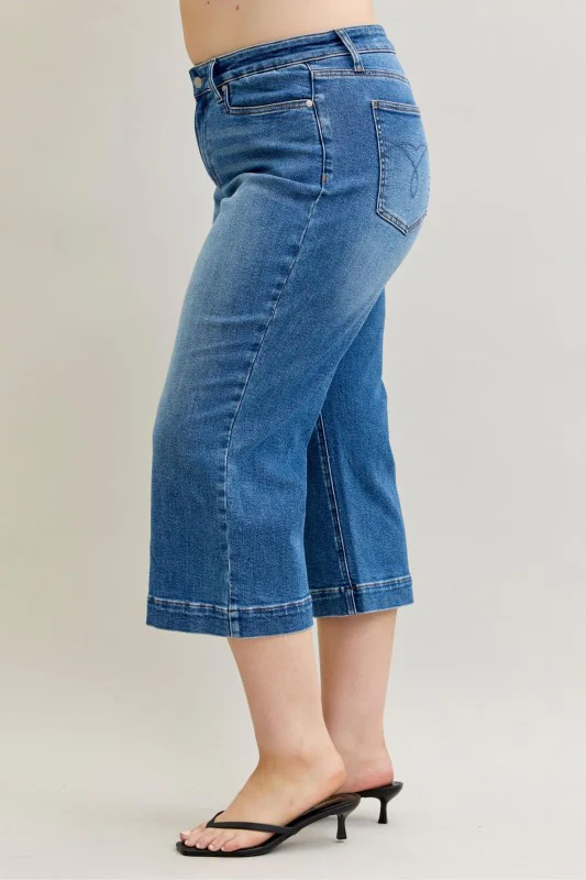 BT {Denim Delight} Judy Blue Wide Crop Vintage Jeans PLUS SIZE 14 16 18 20 22 24 - Image 2