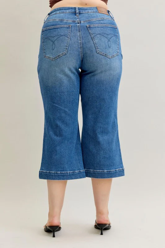 BT {Denim Delight} Judy Blue Wide Crop Vintage Jeans PLUS SIZE 14 16 18 20 22 24 - Image 4