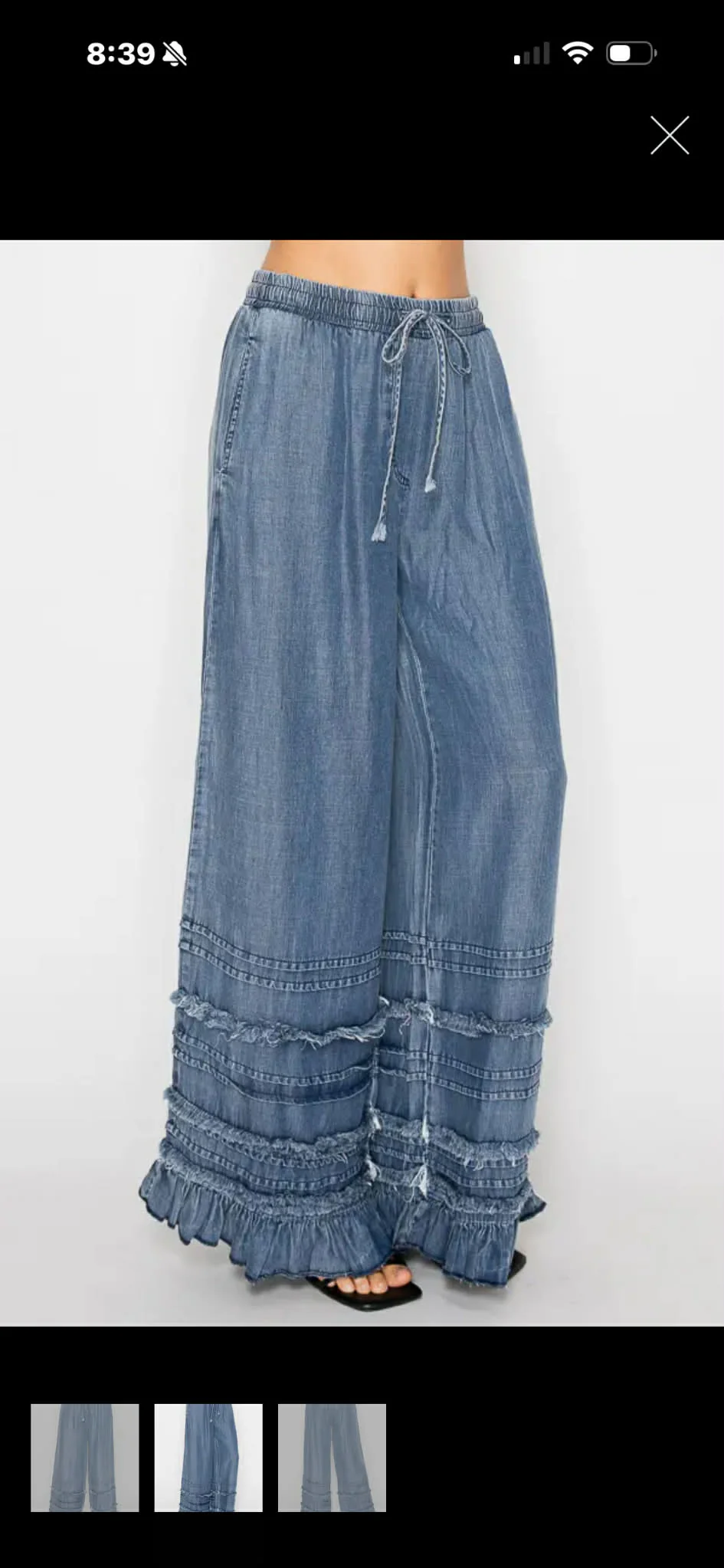 BT {Endless Wander} Tiered Chambray Wide Leg Palazzo Pants PLUS SIZE XL 1X 2X - Image 3