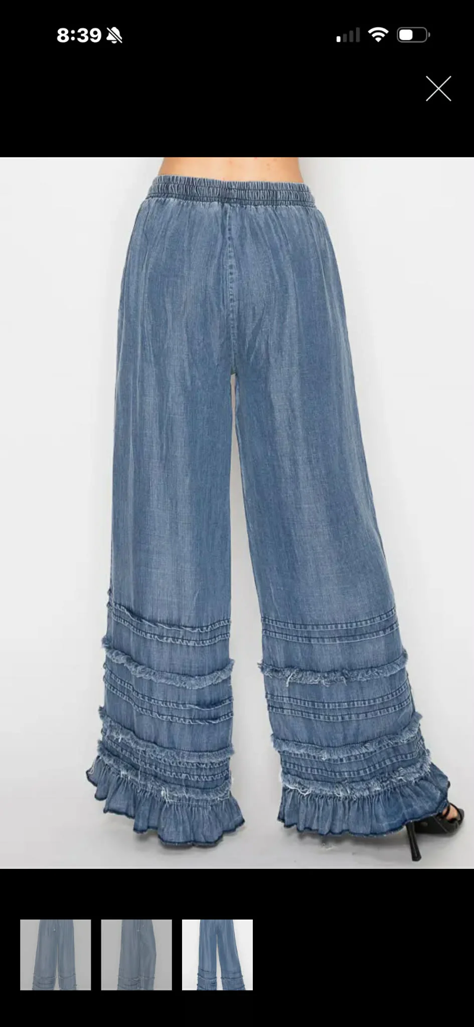 BT {Endless Wander} Tiered Chambray Wide Leg Palazzo Pants PLUS SIZE XL 1X 2X - Image 4
