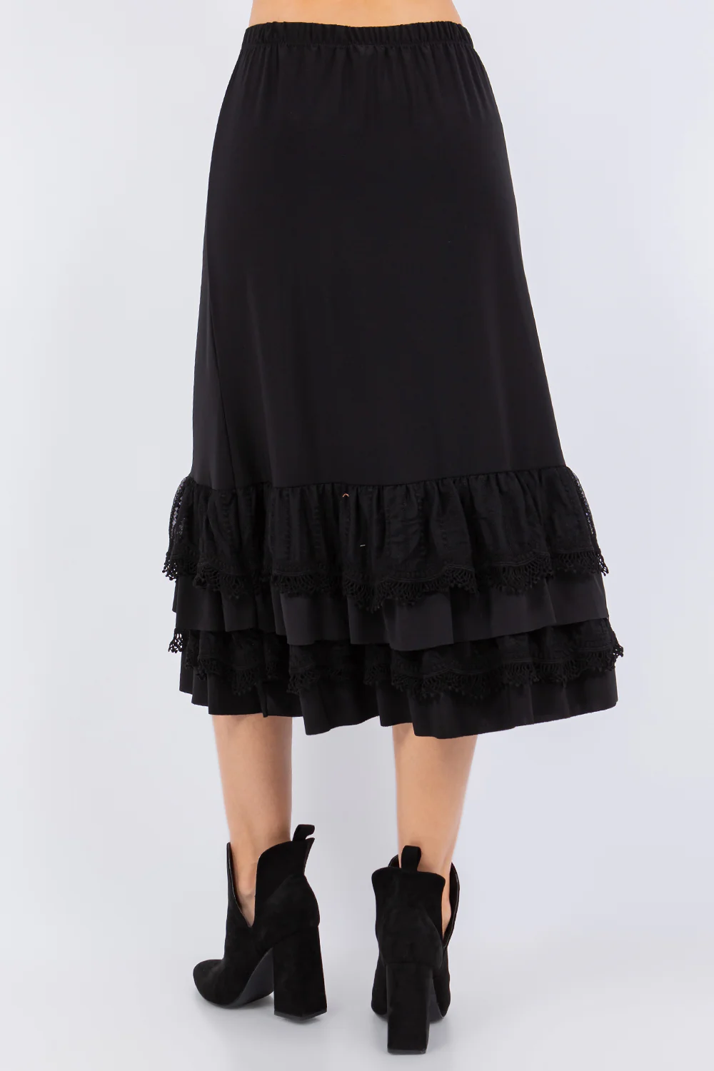 BT-I {Dare To Dream} Black Lace Ruffle Hem Skirt PLUS SIZE XL 1X 2X 3X - Image 4