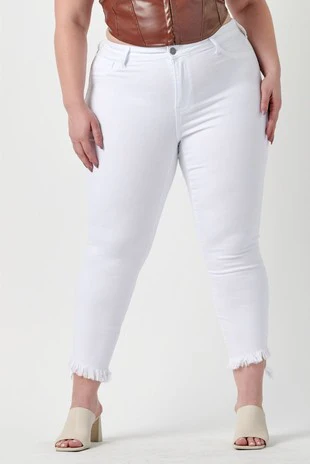 BT-I {Ms Cello} White Cropped Skinny Jeans   PLUS SIZE 14 16 18 20 22 - Image 2