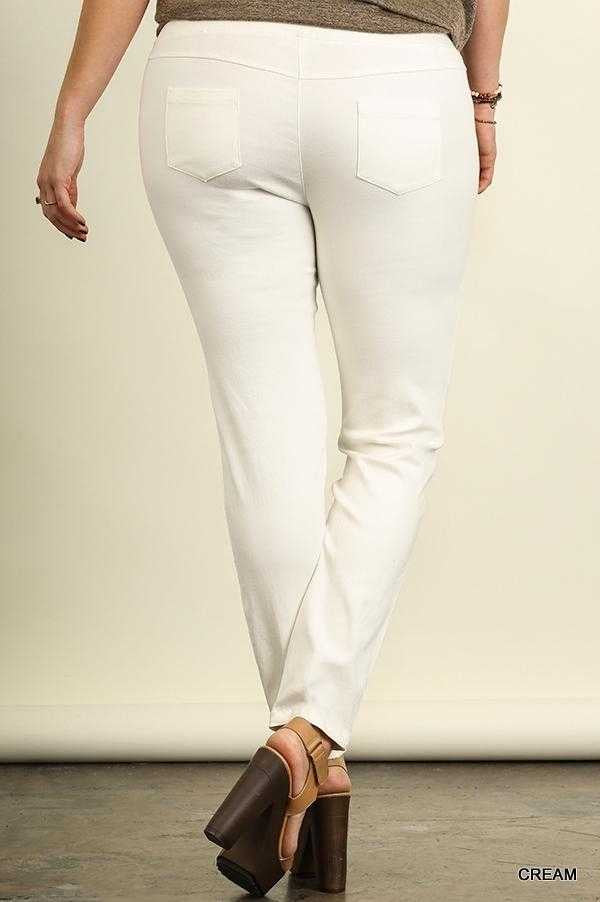 BT-M {More To The Story}  Umgee Cream Stretch Pants PLUS SIZE XL 1X 2X - Image 3