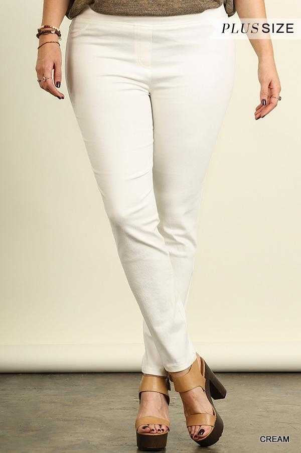 BT-M {More To The Story}  Umgee Cream Stretch Pants PLUS SIZE XL 1X 2X - Image 4