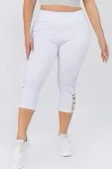LEG-115 {Running Laps} White Criss-Cross Yoga Capri PLUS SIZE 1X 2X 3X - Image 3