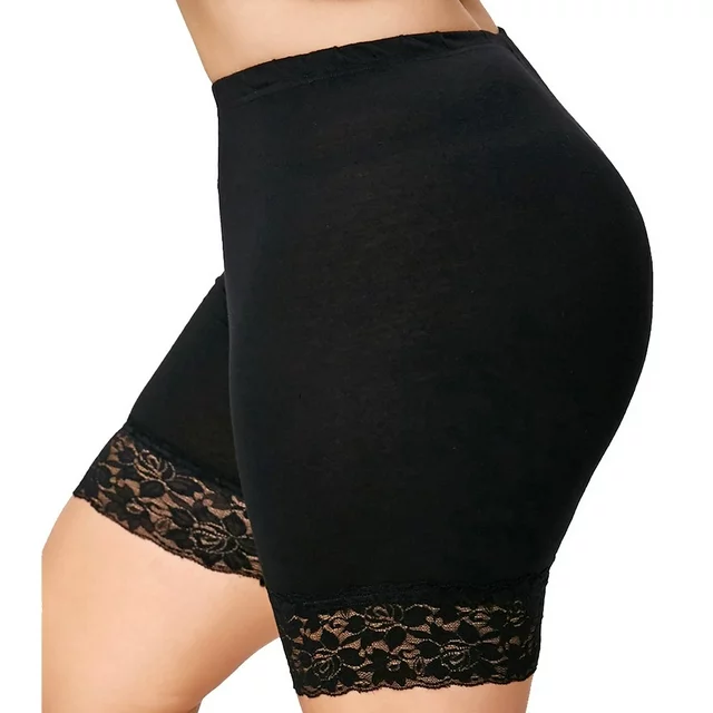 BT-R {Sassy and Fit} Black Biker Shorts w/Lace CURVY BRAND!!!  EXTENDED PLUS SIZE 1X 2X 3X 4X 5X 6X - Image 2
