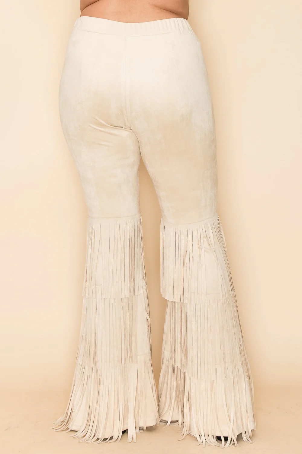 BT-Y {Perfect Match} VOCAL Natural Faux Suede Pants w/Fringe PLUS SIZE XL 2X 3X - Image 4