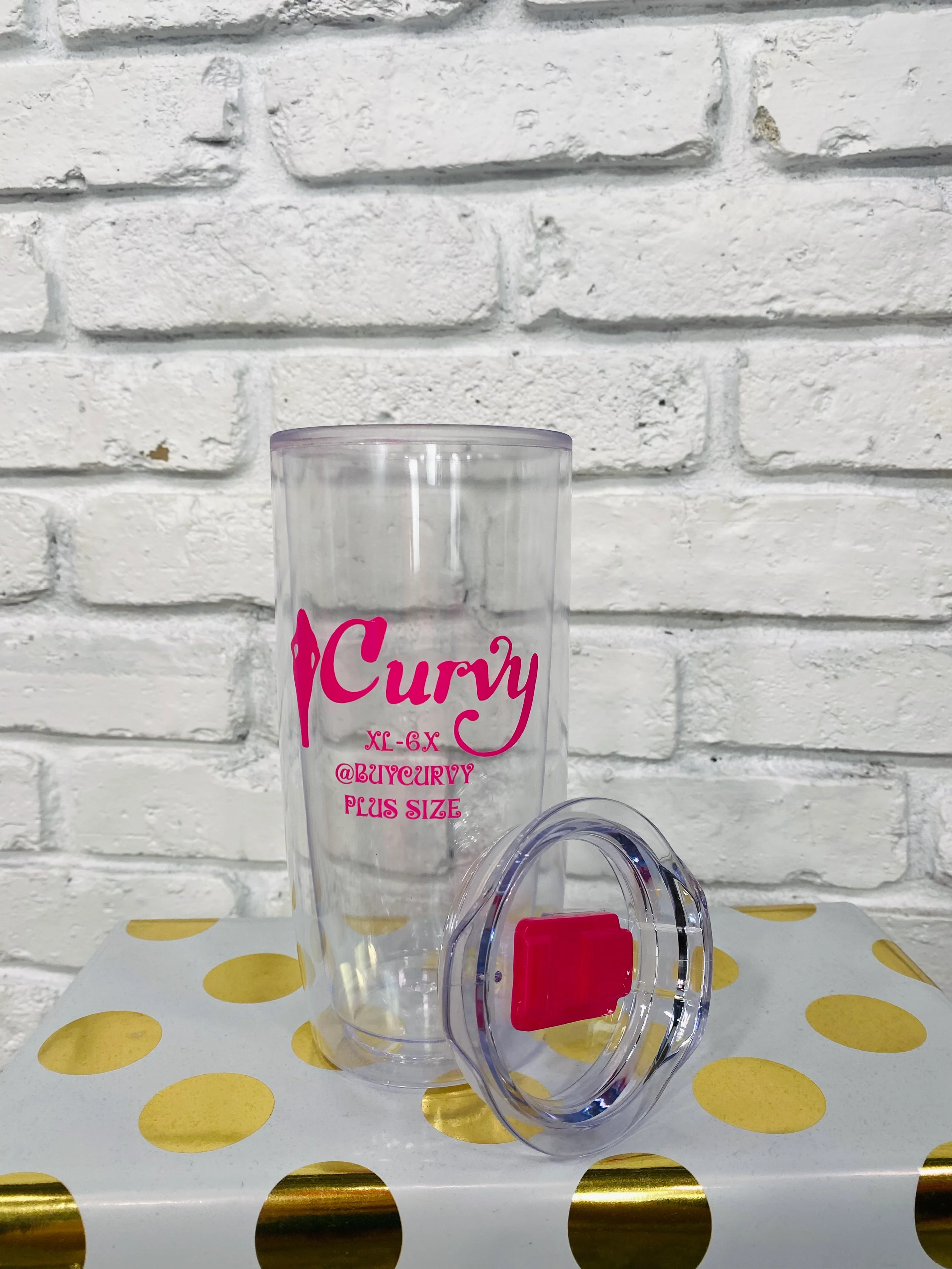 Curvy Clear & Pink 19 oz. Tumbler