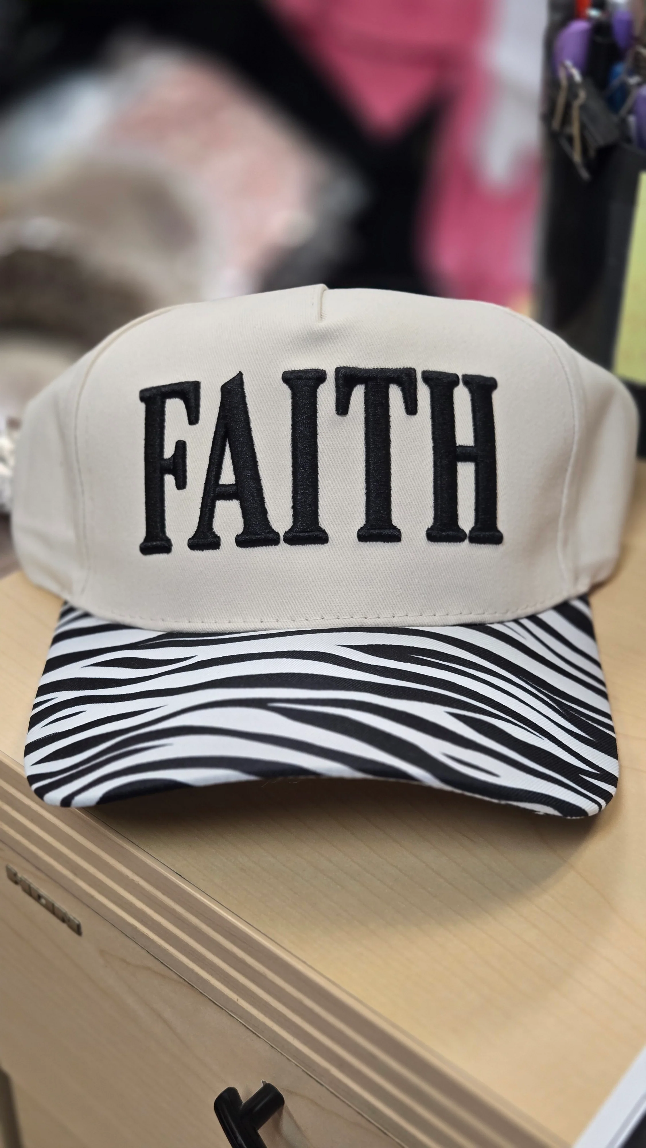 HAT {Fiercely Faithful} Zebra Print "Faith" Ball Cap - Image 2