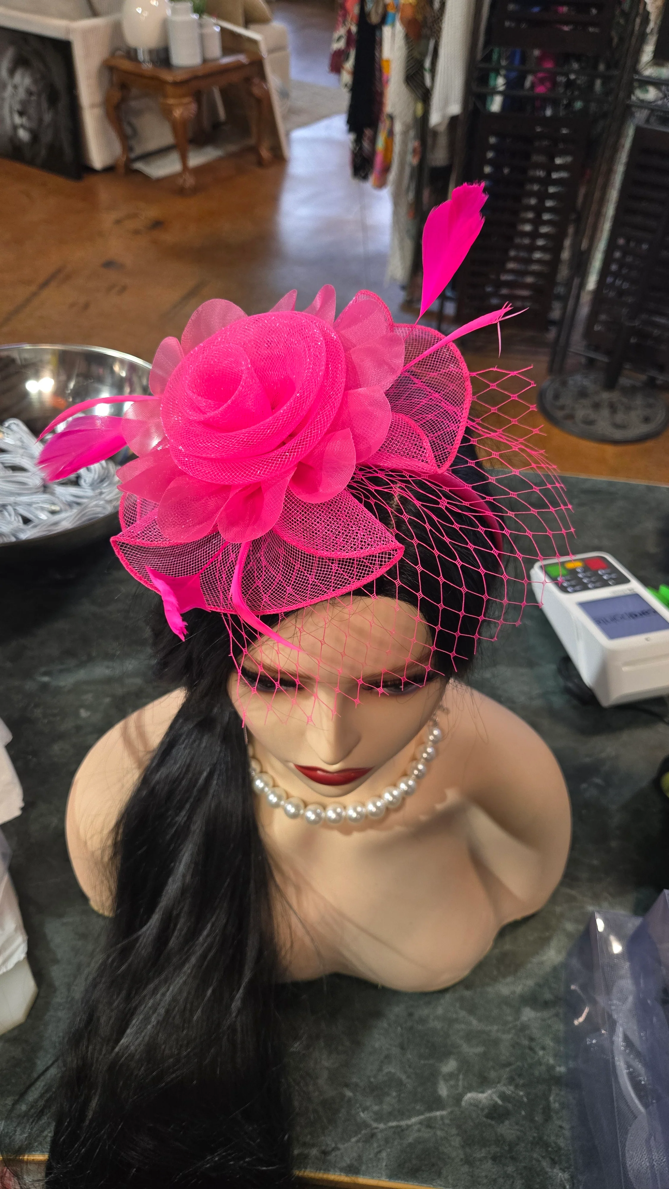 HAT {Pink Prestige} Hot Pink Fascinator Headband - Image 3