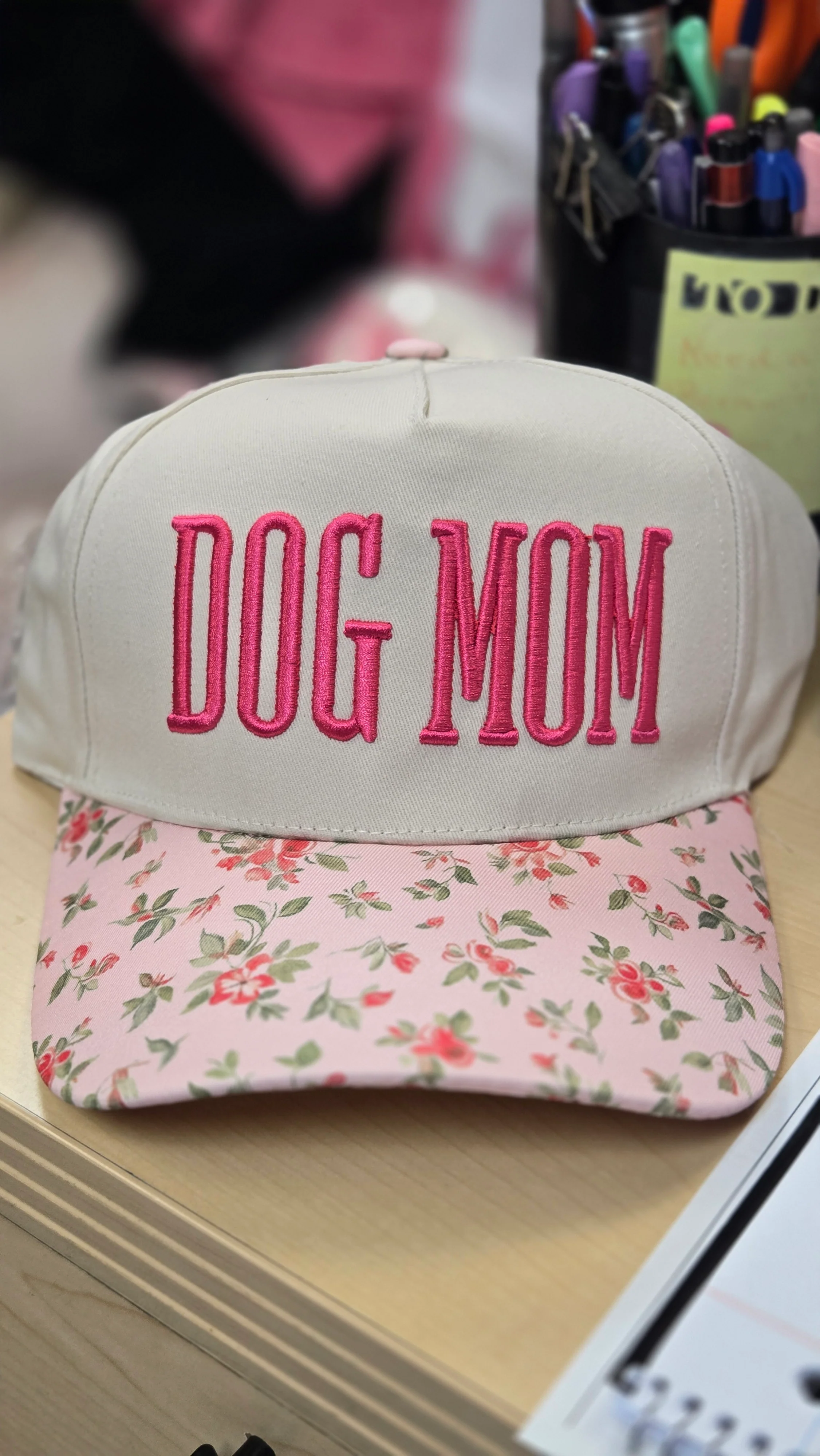 HAT {Puppy Petals} Floral Print "Dog Mom" Ball Cap - Image 3