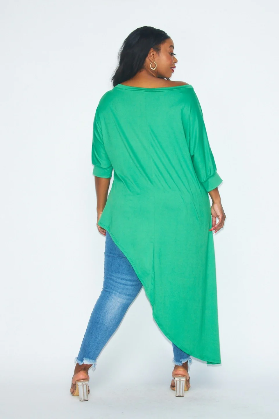 LD-I {Fashion Diva} Green Asymmetrical Tunic w/Sequins PLUS SIZE 1X 2X 3X - Image 4