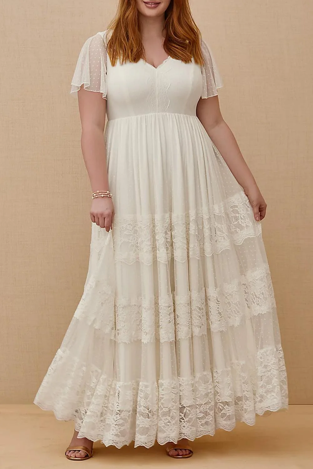 LD-M {Memory Maker} Ivory Boho Wedding Dress PLUS SIZE 1X 2X 3X - Image 2