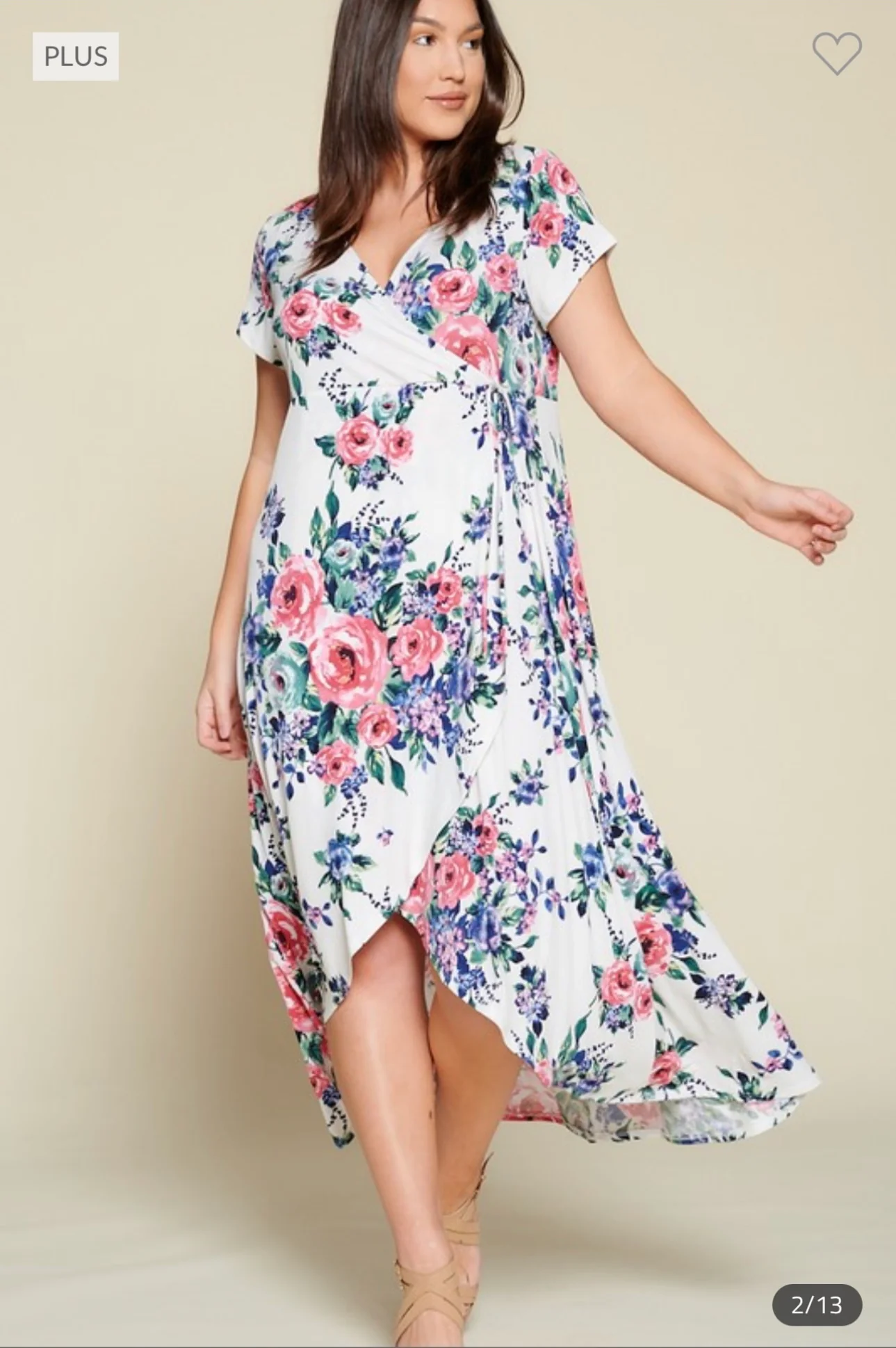 LD-Z & N {Hard To Resist} Ivory Floral Wrap Maxi Dress PLUS SIZE 1X 2X 3X - Image 3