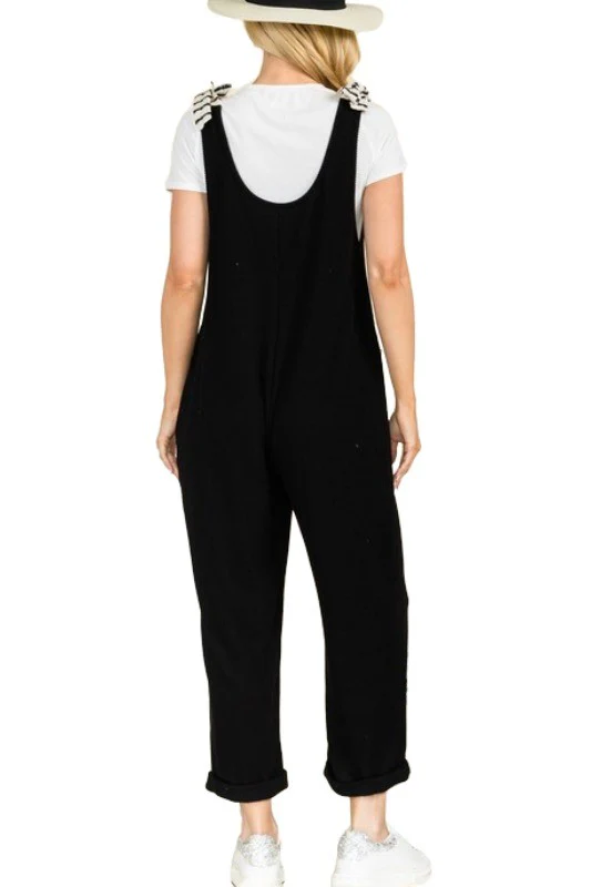LD-O {Nothing Wrong About It} Black w/Stripe Print  Overall Romper PLUS SIZE 1X 2X 3X - Image 4